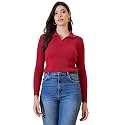 98 Degree North Women Spread Collar Sweater-G1577-BLACK