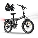 983W Folding Electric Bike, 48V 15.6AH Removable Battery E Bike, 20+MPH, 70 Miles Max Range, 20" Fat Tire Electric Bikes with 7-Speed and Suspension, Adults Electric Bicycles for Commute Beach Snow