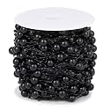 98FT 8mm 3mm Black Faux Pearl Beads String Garland Roll Bulk for DIY Craft