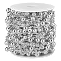 98FT 8mm 3mm Silver Faux Pearl Beads String Garland Roll Bulk for DIY Craft