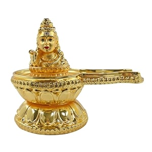 diviniti 24k gold plated shiva lingam idol for home decor showpiece puja roomreligious statue for peace and prosperityluxury sculptures for table decor gift festival 125 x 14 cm