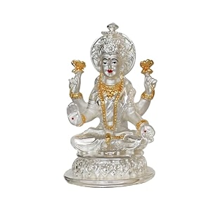 diviniti 999 silver plated goddess lakshmi idol for home decor showpiece puja roomreligious statue for peace and prosperityluxury sculptures for table decor gift festival 105 x 55 cm