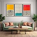 999STORE Floating Framespaintings with frame for living room big size Abstract Yellow Black Orange wall paintings for living room abstract painting (54X30 Inches) FL3FCanvas215