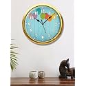 999STORE Multicolour Flying Balloon Modern Stylish Wall Clock for Kitchen/Living Room/Bedroom/Office (Round 12- Inch Ticking Movement Golden Frame(ClockGP190)