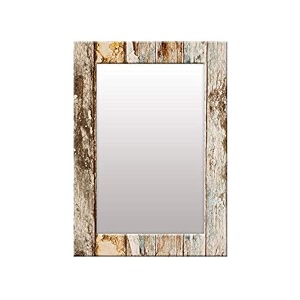 999store printed mirror decorative wall art mirrors for decorating wall brown wooden washroom bathroom mirror mdf_14x20 inches mirrorsmp298