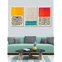 999STORE Wooden Stretched Paintings With Frame For Living Room Big Size Abstract Yellow Black Orange Wall Paintings For Living Room Abstract Painting Set Of 3 (Set Of 3 54X30 Inches) 3Fcanvas215