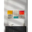 999STORE wooden stretched paintings with frame for living room Abstract Yellow Black Orange wall paintings for living room abstract painting set of 3 (30X16 Inch) S3FCanvas215