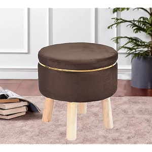 attractive soft in touch fabric wooden ottoman upholstered foam cushioned pouffemuddapuffy for foot rest for living roomofficecafe sittinglegs foot stool16 inch brown