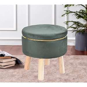attractive soft in touch fabric wooden ottoman upholstered foam cushioned pouffemuddapuffy for foot rest for living roomofficecafe sittinglegs foot stool16 inchgrey