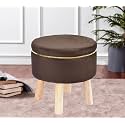 Attractive Soft in Touch Fabric Wooden Ottoman Upholstered Foam Cushioned Pouffe/Mudda/Puffy for Foot Rest for Living Room/Office/Cafe Sitting/Legs Foot Stool||16 Inch, Brown