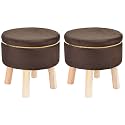 Attractive Soft in Touch Fabric Wooden Ottoman Upholstered Foam Cushioned Pouffe/Mudda/Puffy for Foot Rest for Living Room/Office/Cafe Sitting Set of 2 Legs Foot Stool||16 Inch,Brown