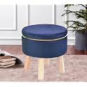 Attractive Soft in Touch Fabric Wooden Ottoman Upholstered Foam Cushioned Pouffe/Mudda/Puffy for Foot Rest for Living Room/Office/Cafe Sitting/Legs Foot Stool||16 Inch, Blue
