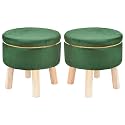 Attractive Soft in Touch Fabric Wooden Ottoman Upholstered Foam Cushioned Pouffe/Mudda/Puffy for Foot Rest for Living Room/Office/Cafe Sitting Set of 2 Legs Foot Stool||16 Inch,Green