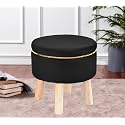 Attractive Soft in Touch Fabric Wooden Ottoman Upholstered Foam Cushioned Pouffe/Mudda/Puffy for Foot Rest for Living Room/Office/Cafe Sitting/Legs Foot Stool||16 Inch, Black