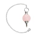 Original Rose Quartz Crystal Stone Ball Pendulum | Natural Love Stone Dowsing Pendulum Meditation Tool | Healing Crystal for Reiki, Chakra Balancing &amp; Feng Shui | Vastu Decorative Item for Home
