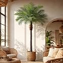 9ft Artificial Phoenix Palm Tree, Faux Coconut Silk Tropical Fake Palm Plant for Indoor Outdoor Home Office Patio Bathroom Pool Coastal Decor