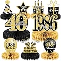 9PCS 40th Birthday Decorations 40th Birthday Centerpieces for Tables Decorations Vintage 1986 Honeycomb Table Topper Back in 1986 40th Birthday Decorations for Men and Woman 40 Years Birthday Party