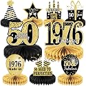 9PCS 50th Birthday decorations 50th birthday Centerpieces for Tables Decoration 2026 Vintage 1976 Honeycomb Table Topper Back in 1976 50 Birthday Decoration for Men and Woman 50 Years Party Decor