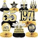 9PCS 55th Birthday decorations 55th birthday Centerpieces for Table Decorations 2026 Vintage 1971 Honeycomb Table Topper Back in 1971 55th Birthday Decoration for Men and Woman 55 Years Birthday Party