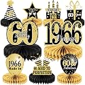 9PCS 60th Birthday decorations 60th birthday Centerpieces for Tables Decoration 2026 Vintage 1966 Honeycomb Table Topper Back in 1966 60 Birthday Decoration for Men and Woman 60 Years Party Decor