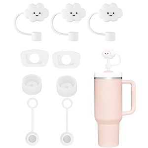 9 pcs for stanley cup accessories silicone spill proof stopper cloud shape straw cover cap for stanley cup straw cap suitable for 10 diameter straw product does not include cups