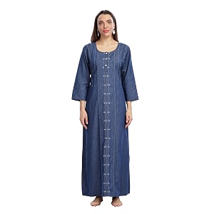 9shines Label Comfortable Cotton Denim Finish Nightdress