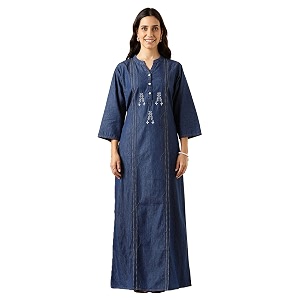 9shines Label Comfortable Cotton Denim Finish Nightdress