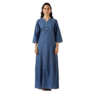 9shines Label Comfortable Cotton Denim Finish Nightdress