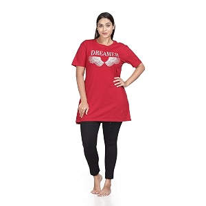 9shines label cotton plus size long t-shirt tunic  hip covering regular top nightwear sleepshirt lounge wear for women with pocket m-7xl