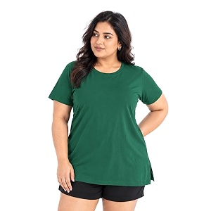 9shines label cotton plus size long t-shirt tunic  hip covering regular top nightwear sleepshirt lounge wear for women with pocket m-7xl