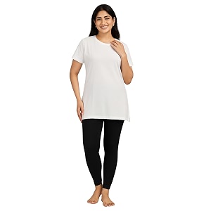 9shines label cotton plus size long t-shirt tunic  hip covering regular top nightwear sleepshirt lounge wear for women with pocket m-7xl