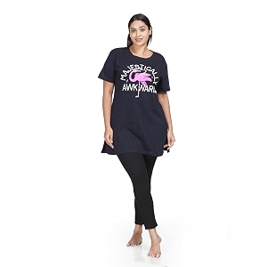 9shines label cotton plus size long t-shirt tunic  hip covering regular top nightwear sleepshirt lounge wear for women with pocket m-7xl