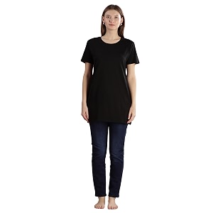 9shines label cotton plus size long t-shirt tunic  hip covering regular top nightwear sleepshirt lounge wear for women with pocket m-7xl
