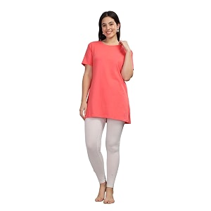 9shines label cotton plus size long t-shirt tunic  hip covering regular top nightwear sleepshirt lounge wear for women with pocket m-7xl