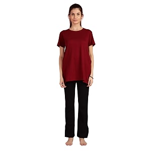 9shines label cotton plus size long t-shirt tunic  hip covering regular top nightwear sleepshirt lounge wear for women with pocket m-7xl