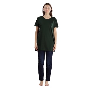 9shines label cotton plus size long t-shirt tunic  hip covering regular top nightwear sleepshirt lounge wear for women with pocket m-7xl