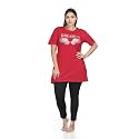 9shines Label Cotton Plus Size Long T-Shirt Tunic | Hip Covering Regular Top Nightwear| Sleepshirt Lounge wear for Women with Pocket (M-7XL)