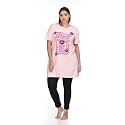9shines Label Cotton Plus Size Long T-Shirt Tunic | Hip Covering Regular Top Nightwear| Sleepshirt Lounge wear for Women with Pocket (M-7XL)