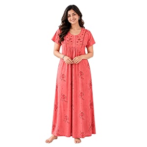 9shines Label Stylish Cotton Blend Embroidered Maxi