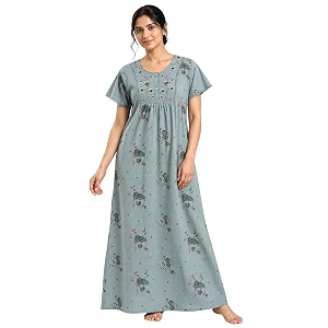 9shines Label Stylish Cotton Blend Embroidered Maxi