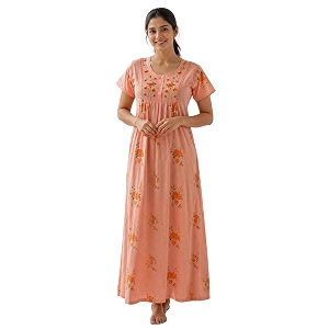 9shines Label Stylish Cotton Blend Embroidered Maxi