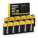 9V Batteries 10 Pack Carbon Zinc 6F22 Square 9 Volt Battery for Smoke/CO Detector, Ultra Long Lasting