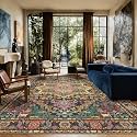 9x12 Black and Pink Moody Vintage Boho Oriental Soft Washable Area Rug