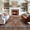 9x12 Boho Machine Washable Low Pile Area Rugs for Living Room Sienna Brown