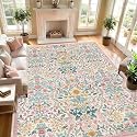 9x12 Large Area Rug Floral Botanical Boho Carpet for Living Room
