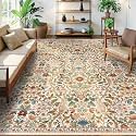 9x12 Large Area Rug Floral Botanical Boho Carpet for Living Room