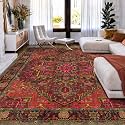 9x12 Maroon Brick and Hot Pink Vintage Boho Oriental Soft Washable Area Rug