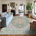 9x12 Turquoise Fresh Teal Vintage Boho Oriental Soft Washable Area Rug