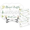 5x7 Inch Diaper Raffle Wooden Sign &amp; 50 Diaper Raffle Tickets for Baby Shower - Watercolor Dragon Wooden Sign Baby Shower Decorations, Announcement, Gender Reveal Parties Game Set - A09