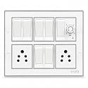 A1 LED 12 Modular Switch Board Box Wall Mount with 7 Switches, 2 Universal Sockets & Fan Regulator | Silver Line Electrical Panel for Home Office | White